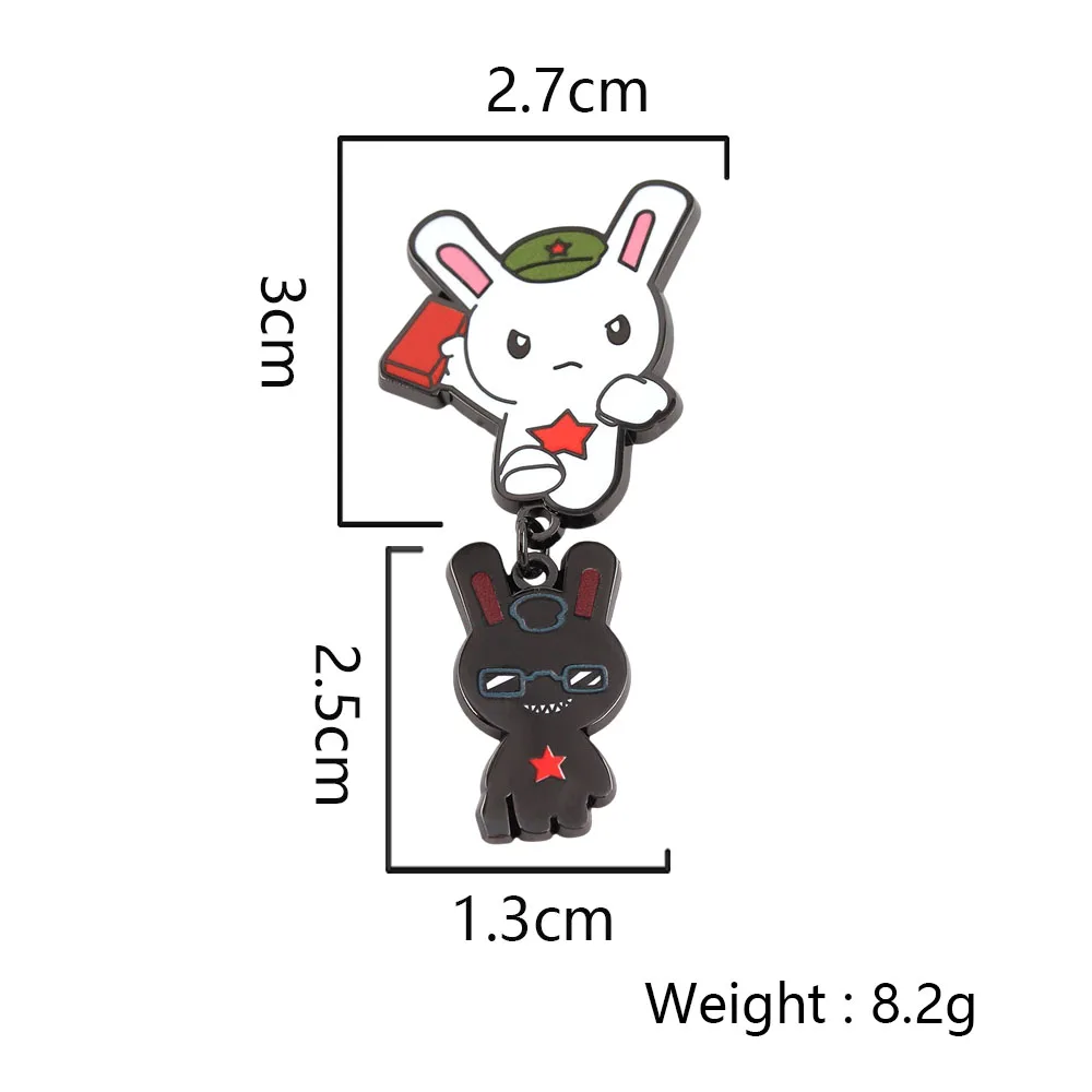 Year Hare Affair Doppelhase Emaille-Pin Roter Stern Cartoon-Hase Anstecknadel Anime-Brosche für Kleidung Rucksack Dekoration Fangeschenk – Detail 3