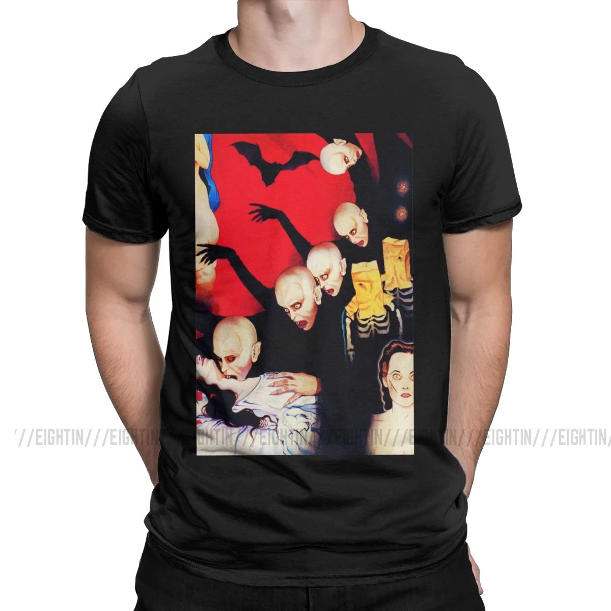 Suehiro Maruo Tops Nosferatu T-Shirt Men Cotton T Shirt Horror Japan Manga Otaku Creepy Halloween Short Sleeve Tee Shirt 6XL