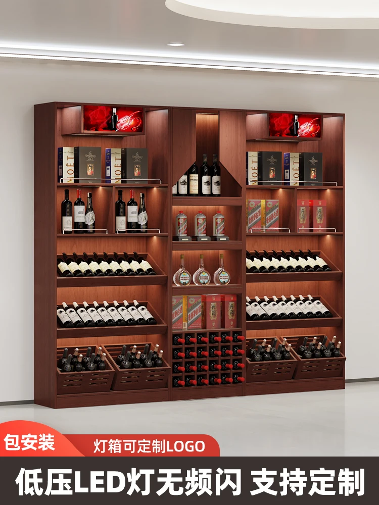 

Customized wine shelf display cabinet shopping mall island cabinet placement table winery wine display stand booth