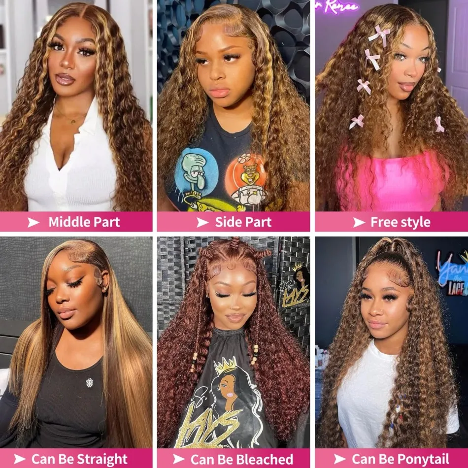 38 بوصة موجة عميقة خصلات الشعر المستعار الإنسان 427 تسليط الضوء على 13X6 Hd الدانتيل الباروكة الأمامية 100% شعر الإنسان 250 الكثافة قبل قطعها الشعر البرازيلي