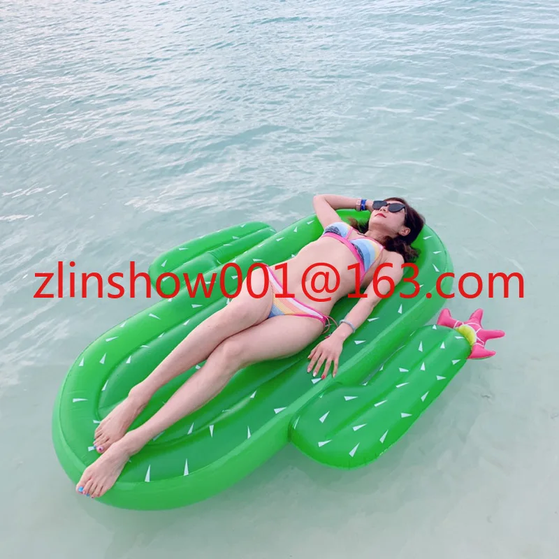 Inflatable cactus floating row, adult water mount floating bed