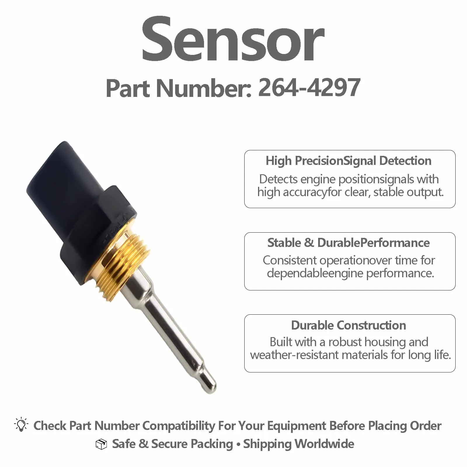 Water Temperature Sensor 264-4297 For Caterpillar CAT 785D Off Highway Truck