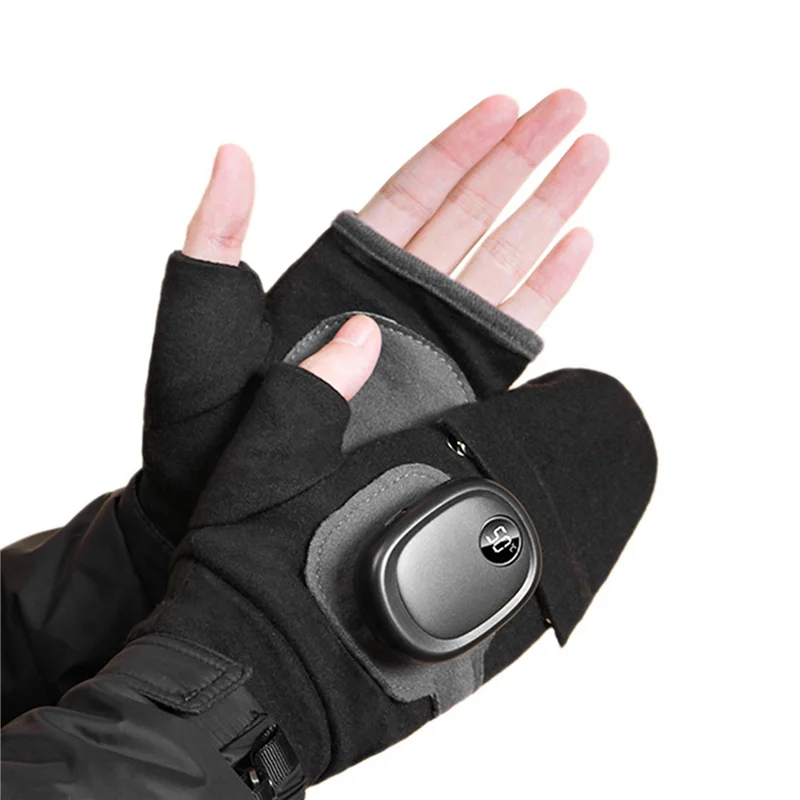 AUU-4X ถุงมืออุ่น, ถุงมืออุ่นมือแบบชาร์จ USB, ถุงมือเต็มนิ้วฤดูหนาวสำหรับผู้หญิงที่อบอุ่น (สีดำ)