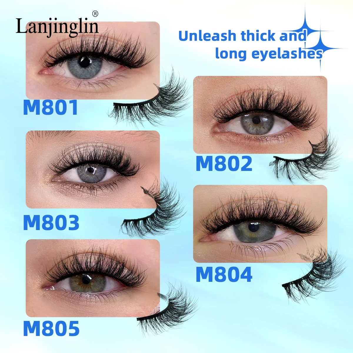 Lanjinglin 3/7 Pairs Natural Long False Eyelashes Dramatic Soft Fluffy 3D Mink Lashes Wispy Mink Eye Lashes Thick Cils ﻿