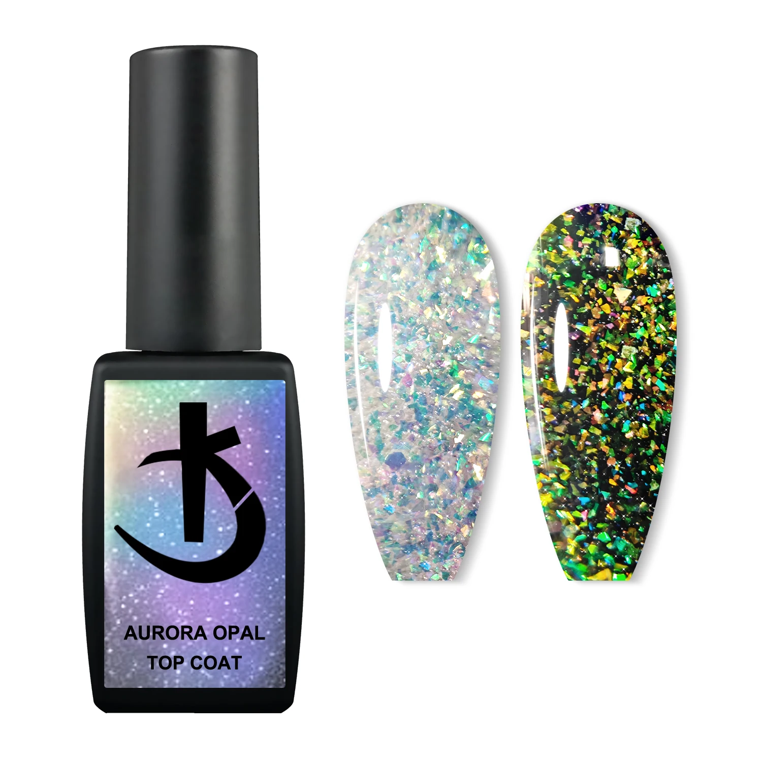 KODI JYJ Aurora Opal No Wipe Top Coat Semi-permanent uv Varnishes Glitter Gellac 12ml Manicure Colorful Tempered Top Gel Polish