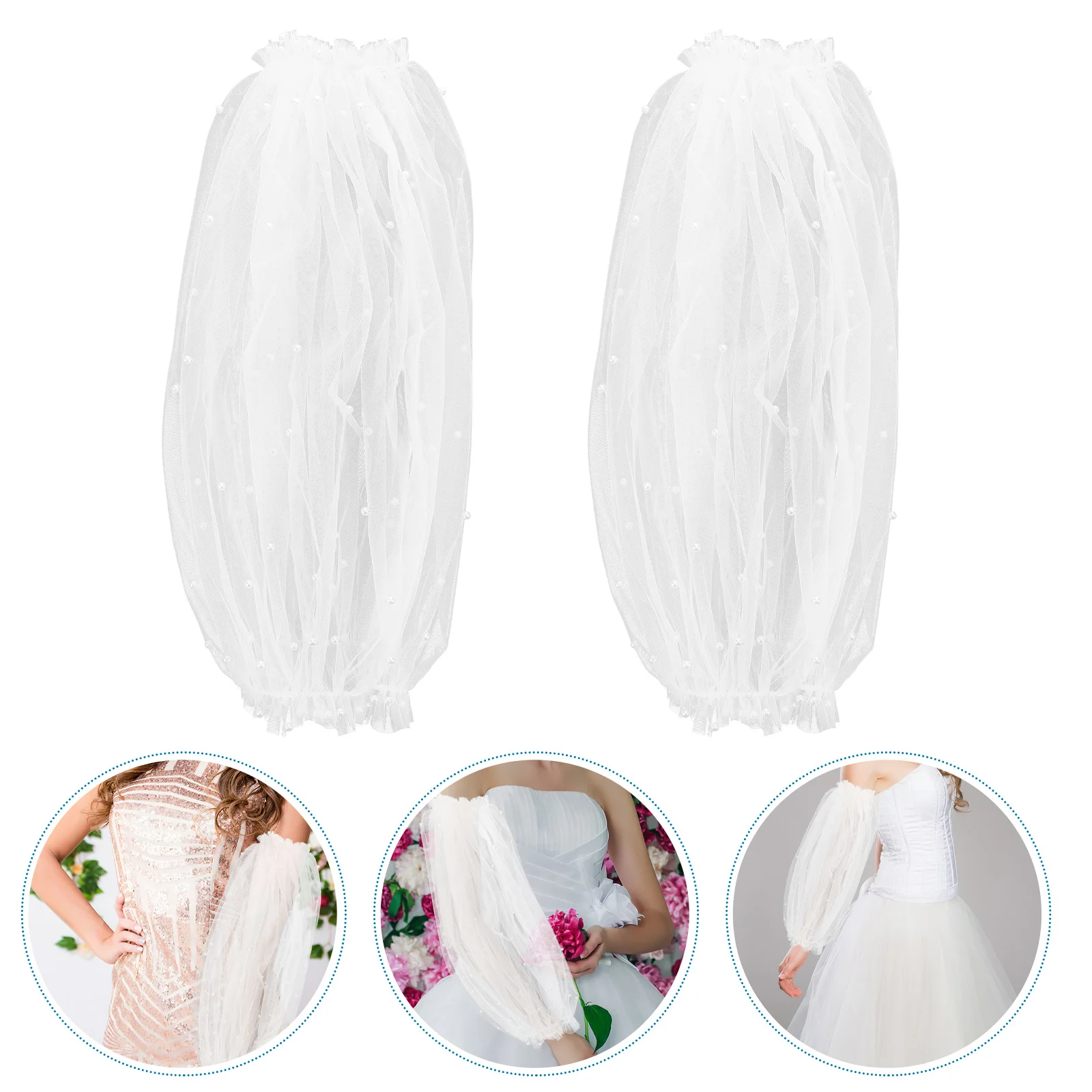 

1 Pair Of Tulle For Women Wedding Dress Detachable Bridal Accessories Fashion Clothing Sleeve Banquet Bridesmaid Party Opera