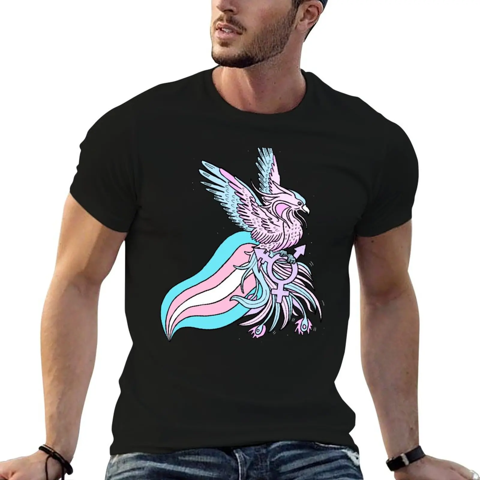 Trans Phoenix LGBT Transgender Pride Flag T-Shirt Lightweight Cooling Short Sleeve Tee