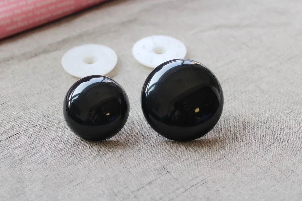 100pcs/lot NEW 14mm/16mm/18mm/28mm/30mm/40mm/50mm high quality bright full black round toy eyes