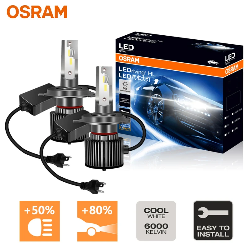

OSRAM LED H4 9003 HB2 P43t 12V 50W CF Version Car Headlight 4000LM Power Bright 6000K White Auto Upgrade Turbo Bulbs (2 Pcs)