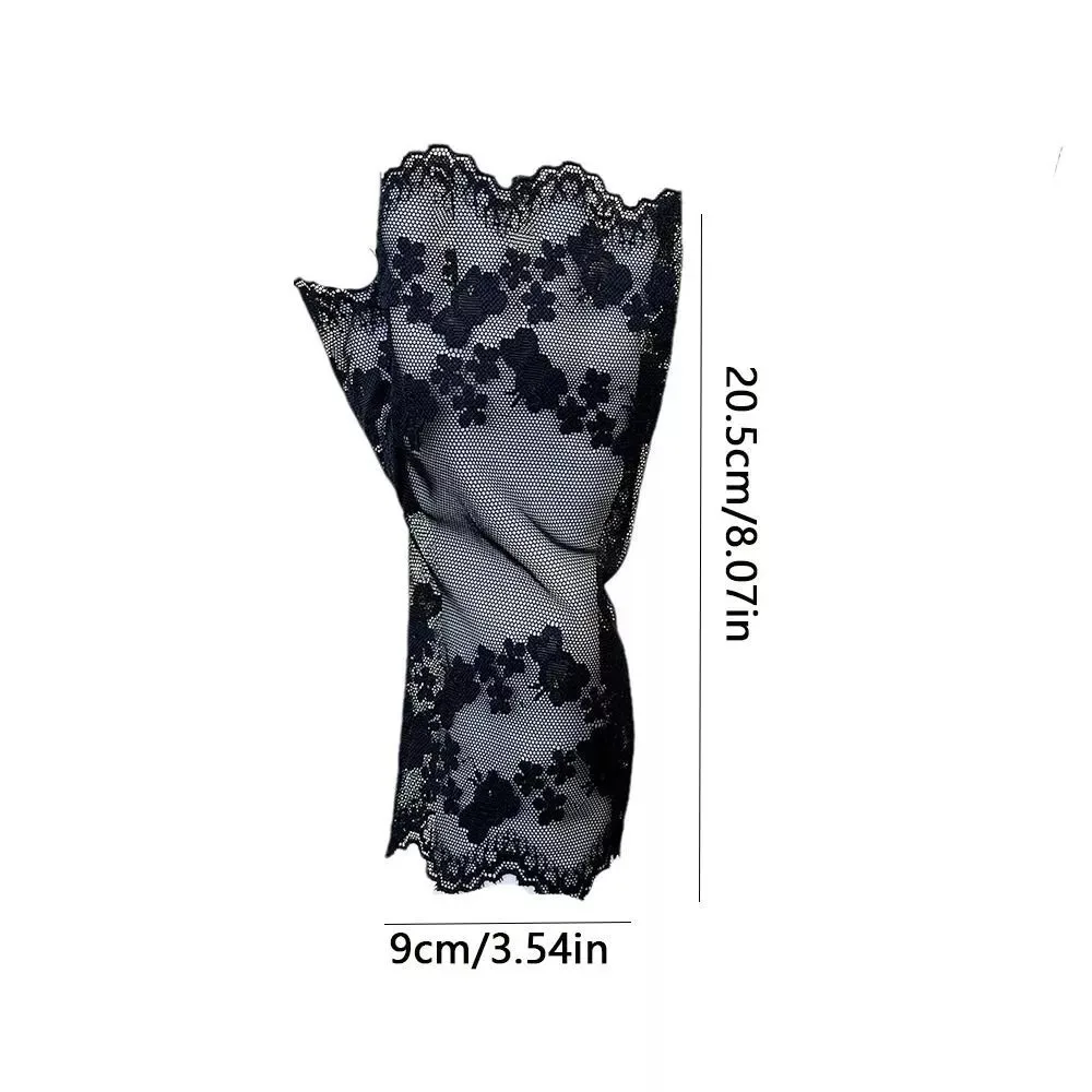 Mesh Flower Sunscreen Mittens New Touch Screen Thin Lace Gloves Breathable Party Printing Half Finger Gloves