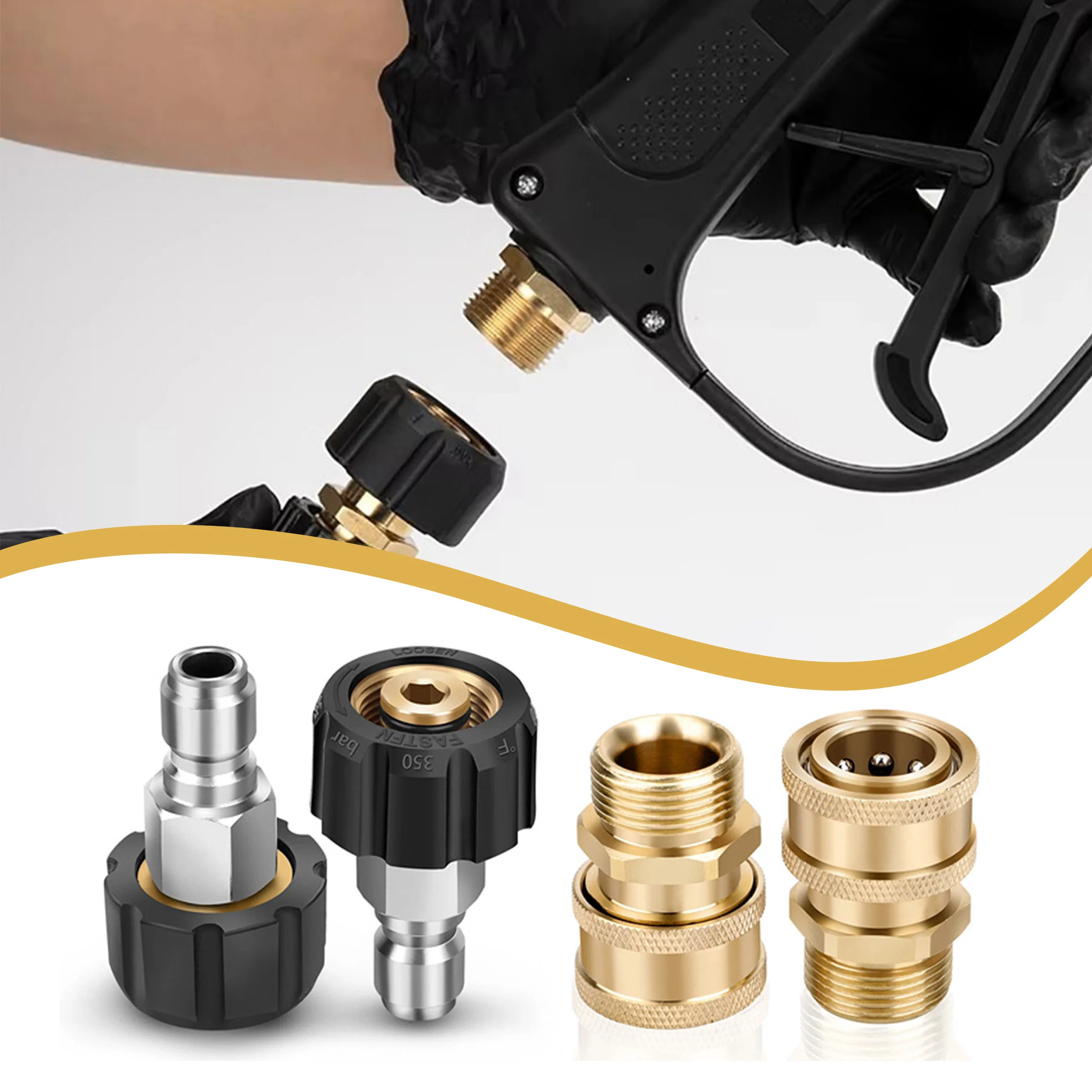 

Комплект адаптеров для мойки высокого давления M22, 14 мм/15 мм, внутренняя поворотная насадка для быстрого подключения 3/8 дюйма или 1/4 дюйма.