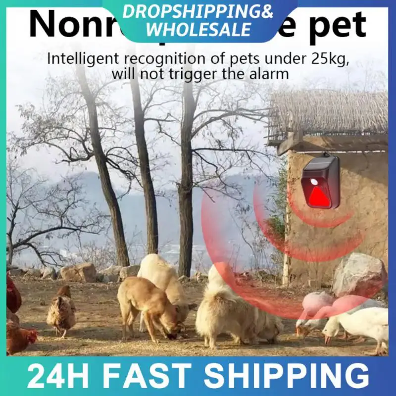 

Remote Control Alarm Led Lights Flash Warning Light Drives Animal Waterproof Ip65 Solar Warning Lamp Solar Charge 100 Db Alarm