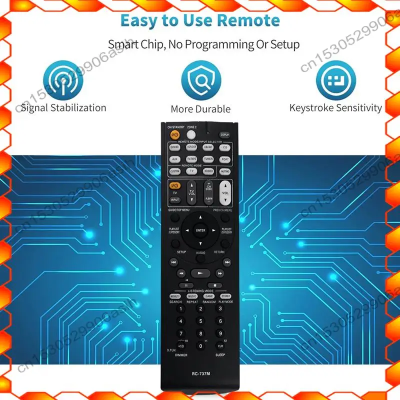 -AT52 1 peça substituir RC-737M controle remoto receptor AV controle remoto para Onkyo preto