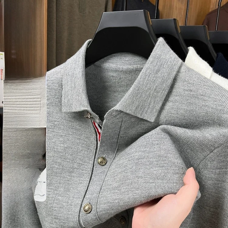 

Мужской повседневный вязаный кардиган в стиле кэжуал, однотонный, тонкий, весенне-осенний, с отложным воротником, свитер-жакет для мужчин