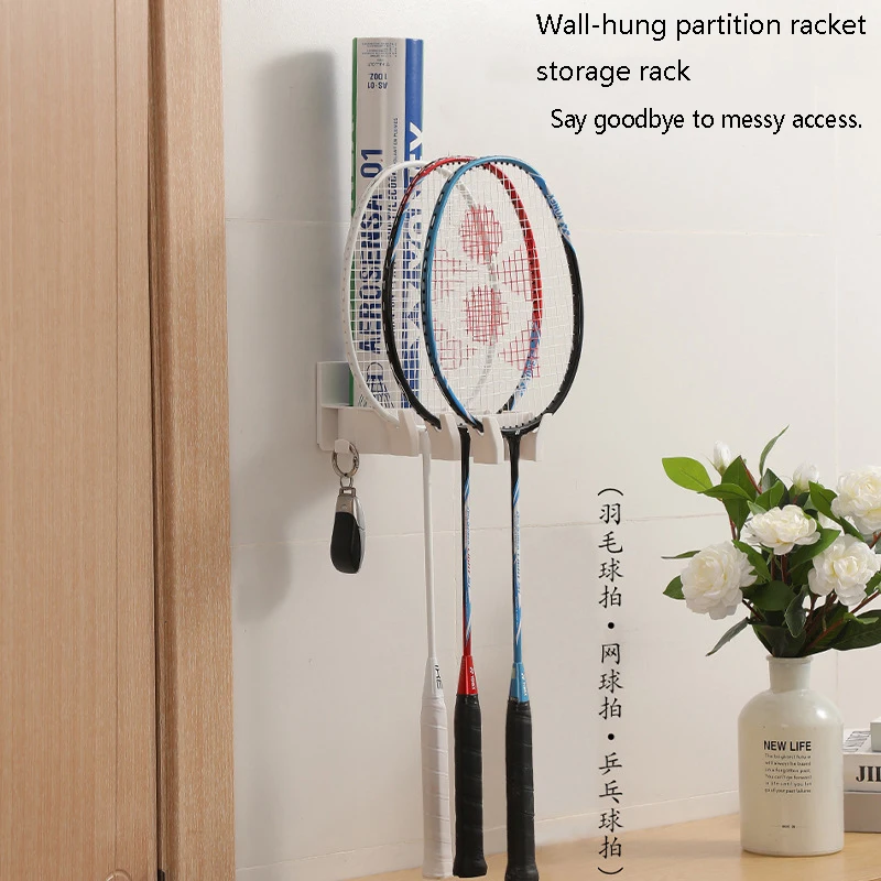 1PC Tennis Wall Rack Badminton Racket Organizer Stand Multifunctional Home Storage Organization Racket Display Organizer For