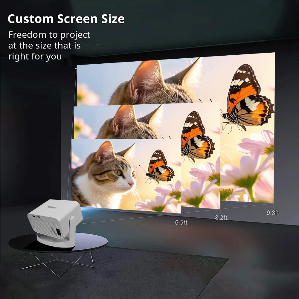 KaiAqua 4K HT23 Plus Projetor Portátil Nativo 650ANSI 1080P Foco Automático Correção Keystone BT5.2 Android 11 WIFI6 Home Cinema