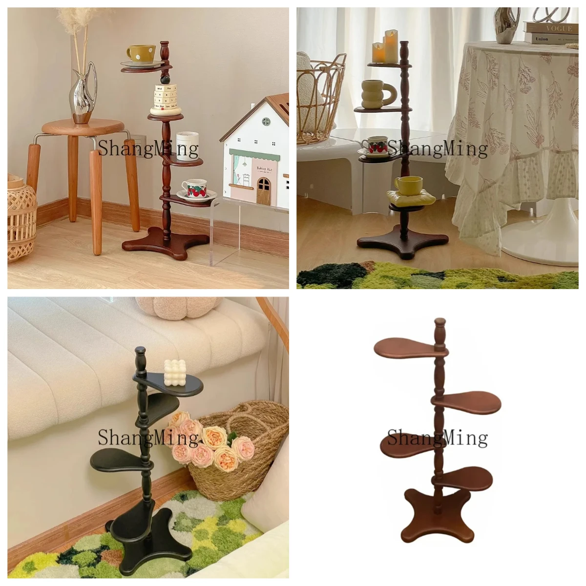 

ZYY medieval shelf, flower pot shelf, solid wood display rack, retro decorative storage leaf flower stand