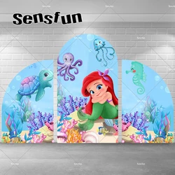 Little Mermaid Ariel Princess Chiara Arch Backdrop Cover Under The Sea Girls Newborn Baby Shower 1st Birthday Party Backgrounds