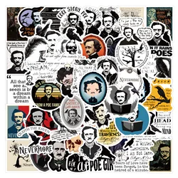 10/60PCS Edgar Allan Poe Stickers DIY Color Watercolor Guitar Album Phone Notebook Cup Decoration Stickers Decal Toys Stickers