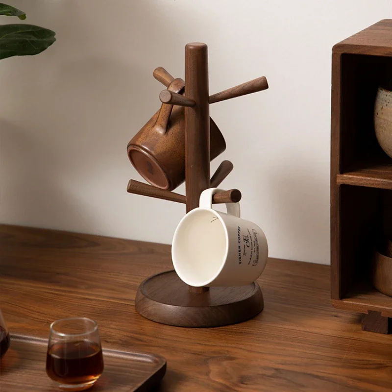 

Walnut Cup Rack Mold-Resistant Tree-Shaped Desktop Storage Shelf Hanging Water Cup Holder Dust-Proof Coffee Glass Organizer