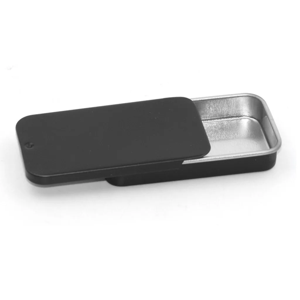 Metal Container Lightweight Slide Cover Box Rectangular Tin Box Sturdy Tinplate Storage Box For Office Desk Cosmetics Storage