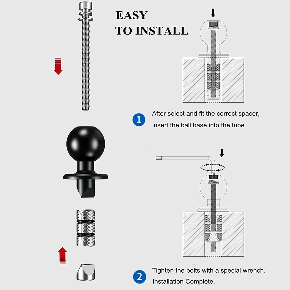 Metall Motorrad Fahrrad Halterung Schwarz Gabel Vorbau Basis mit 17mm oder 25mm Kugelkopf für Gopro Ball Mount Adapter Handy Halter