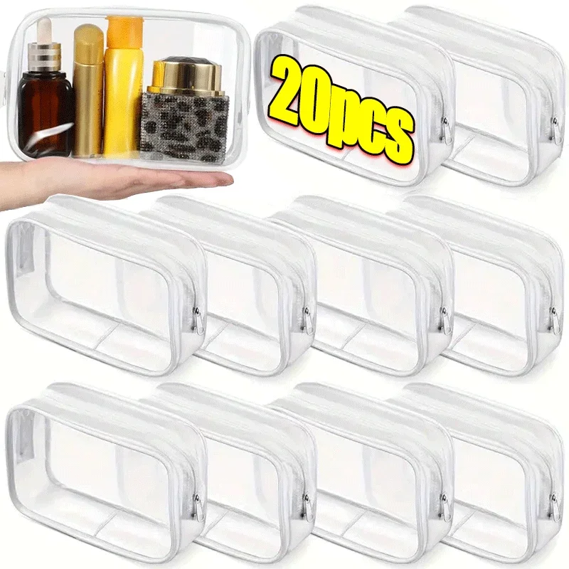 1/20pcs Transparent PVC Storage Travel Organizer Clear Makeup Bag Beautician Cosmetic Bag Beauty Case Toiletry Bag Wash Bags