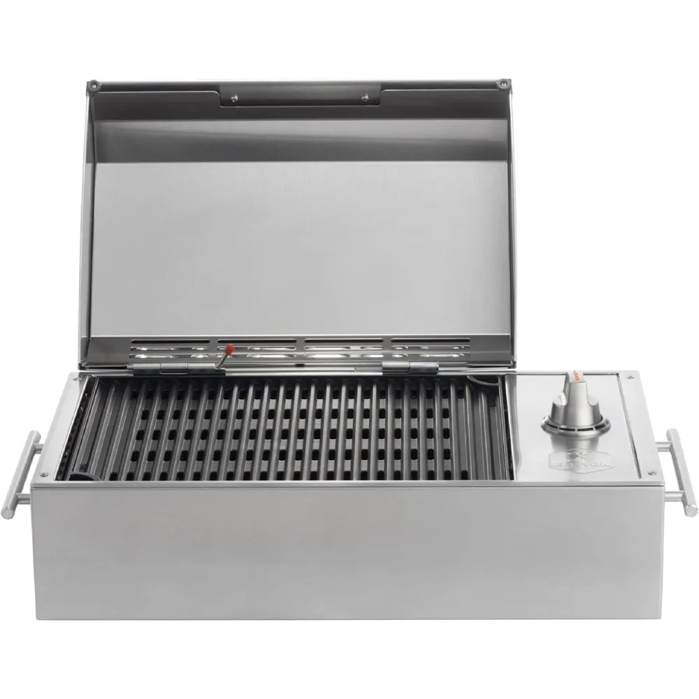 B70200 City Grill, Portable Grill, Stainless Steel, Single Burner, Knob Control, Faceted Lid, UL Approved