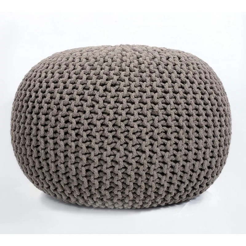 

Round Pouf Ottoman Hand Knitted 100% Cotton Pouf - Foot Stool - Knitted Bean Bag - Floor Chair for Living Room Bed