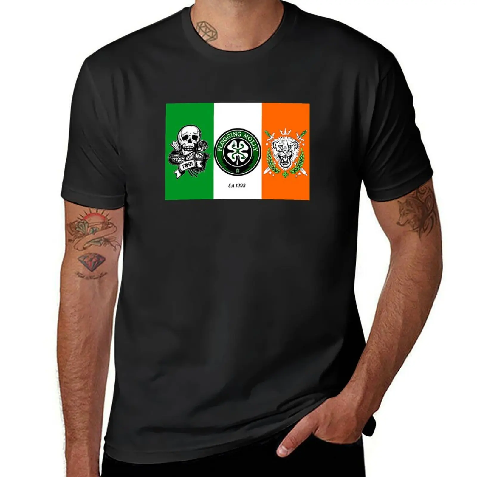 Flogging molly irish flag T-Shirt cute clothes Short sleeve tee korean fashion vintage clothes t shirt for men