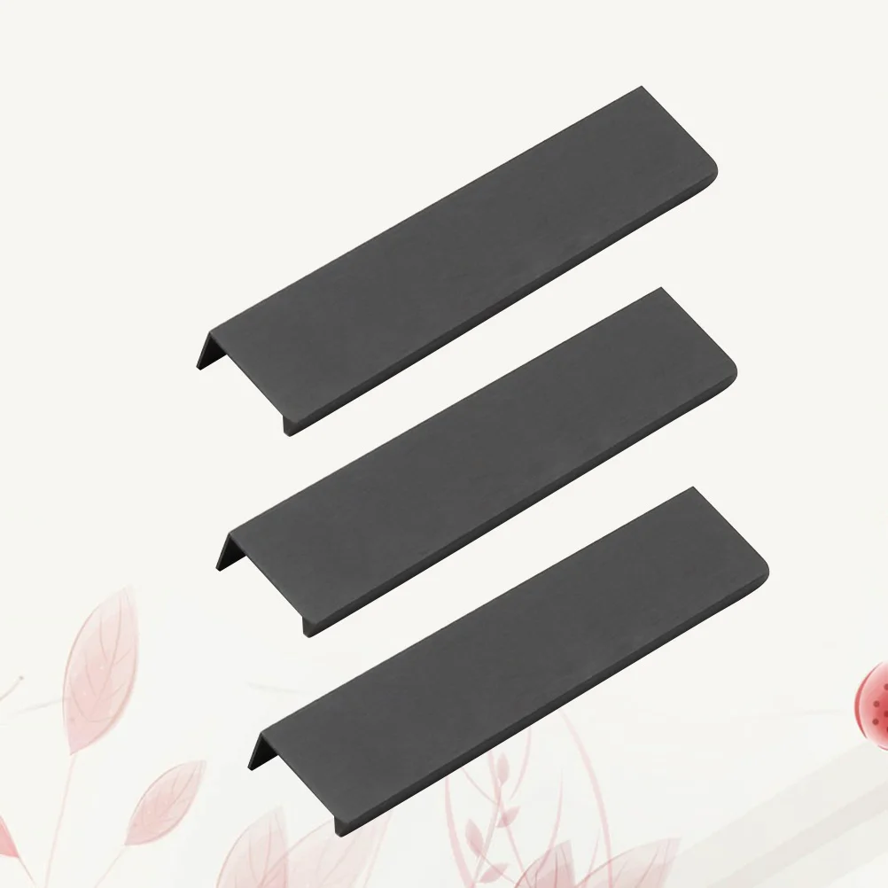 

3Pcs Hidden Cabinet Handles 150mm Modern Minimalist Durable Furniture Pulls Kitchen Drawer Wardrobe Cupboard T-Shaped Black