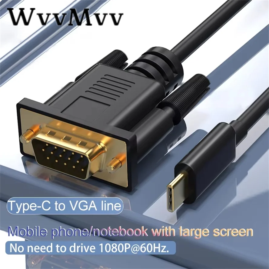 USB Typ C 3.1 auf VGA Adapter Kabel 1080P Typ-C Stecker auf VGA Stecker Video Konverter Kabel für HDTV Projektor Laptop Monitor 1,8 M