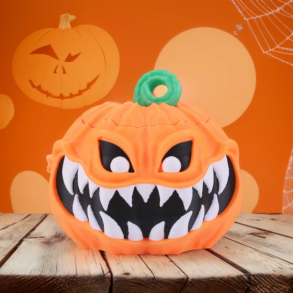 3D Printed Pumpkin Bowl with Lid 3D Printed Halloween Pumpkin Decorative Halloween Pumpkin Bowl Scary for Halloween Decoration