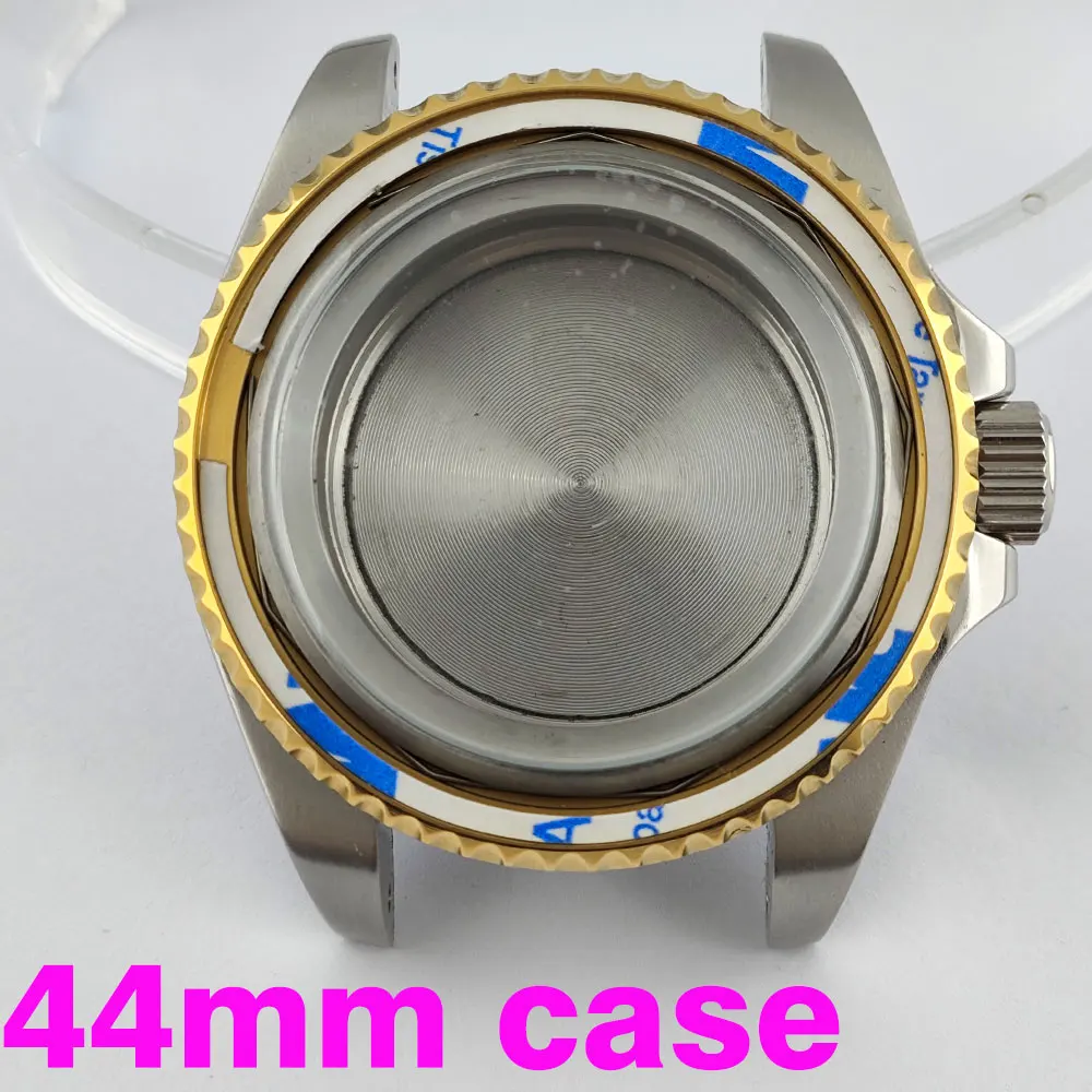 NH35 CASE 44mm Deep Sea Silver Gold case Sapphire Crystal GMT bezel fits NH34 NH35 NH36 NH38 NH39 NH70 NH72 movement