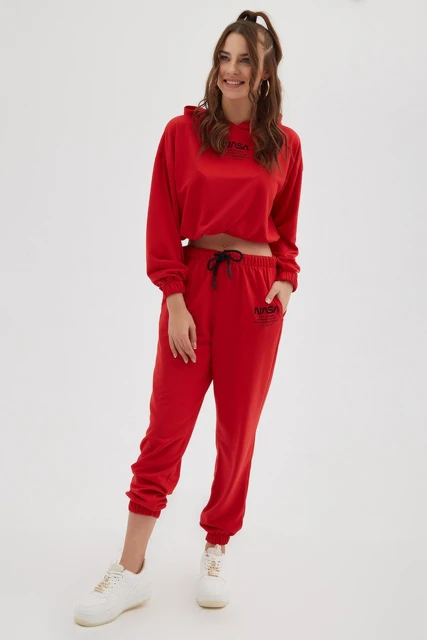 Conjunto de chandal con capucha para mujer chandal rojo con estampado de la FDA AliExpress