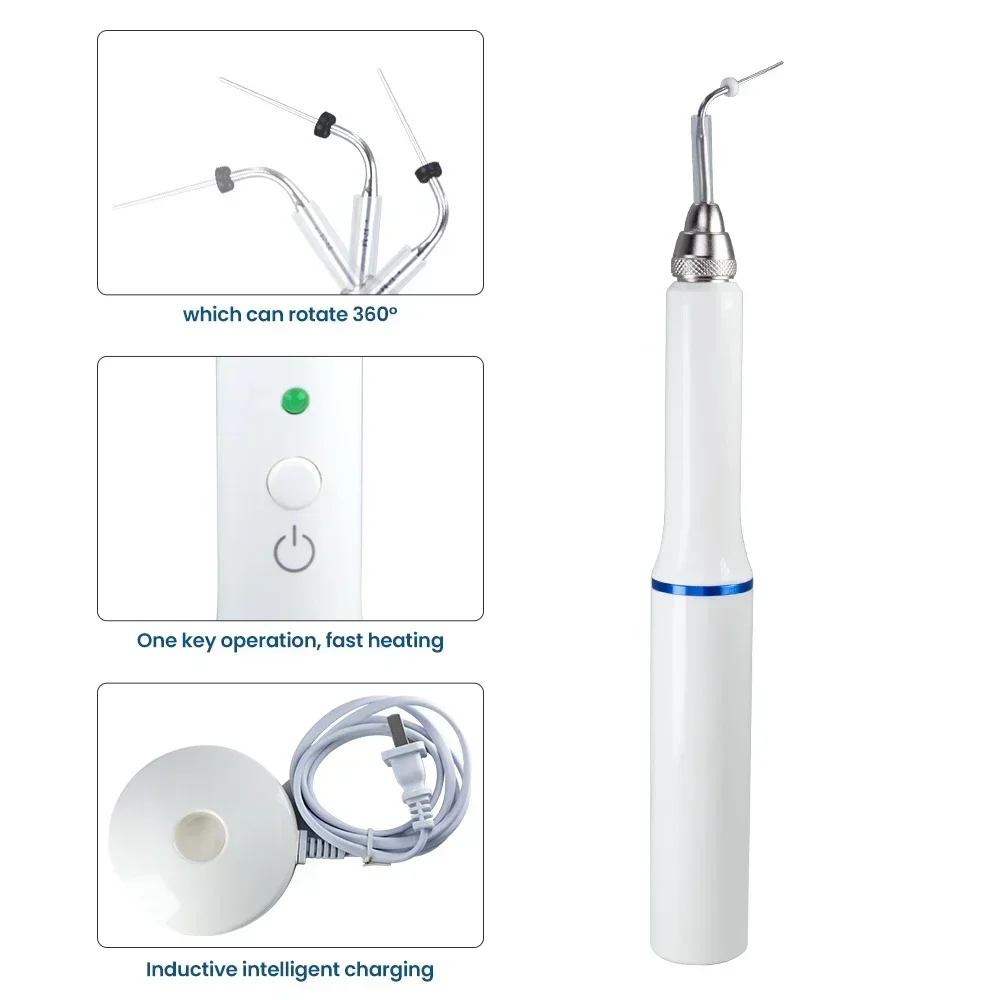 Medical Wireless Dental Gutta Percha Hanger System: Electric Heated Pen with 2 Heating Tips for Root Canal Obturation & Filling