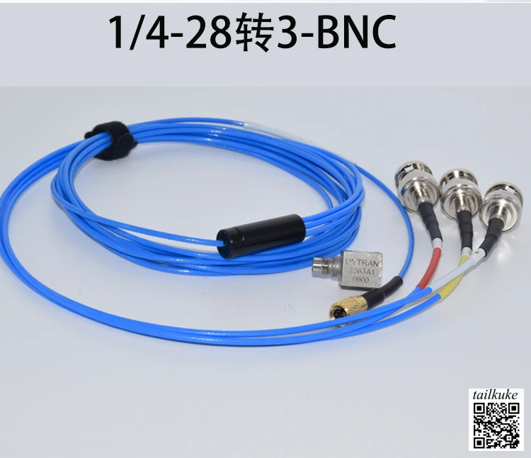 PCB Three-axis Acceleration Sensor Cable PCB356A Series Sensing Three-axis Cable 1/4-28UNF to BNC