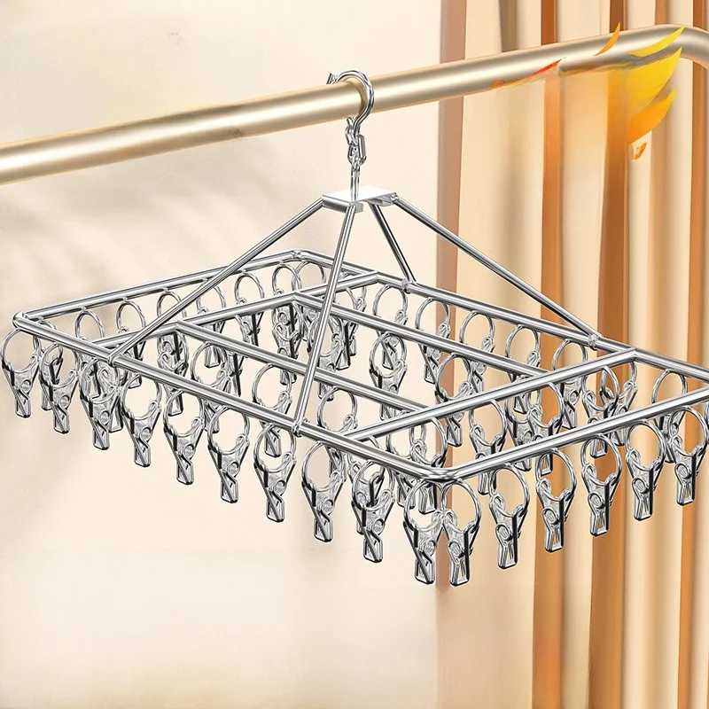 Stainless Steel Clothes Hanger Multi-Purpose Clothes Drying Rack Balcony Home Use Windproof Socks Drying Tool