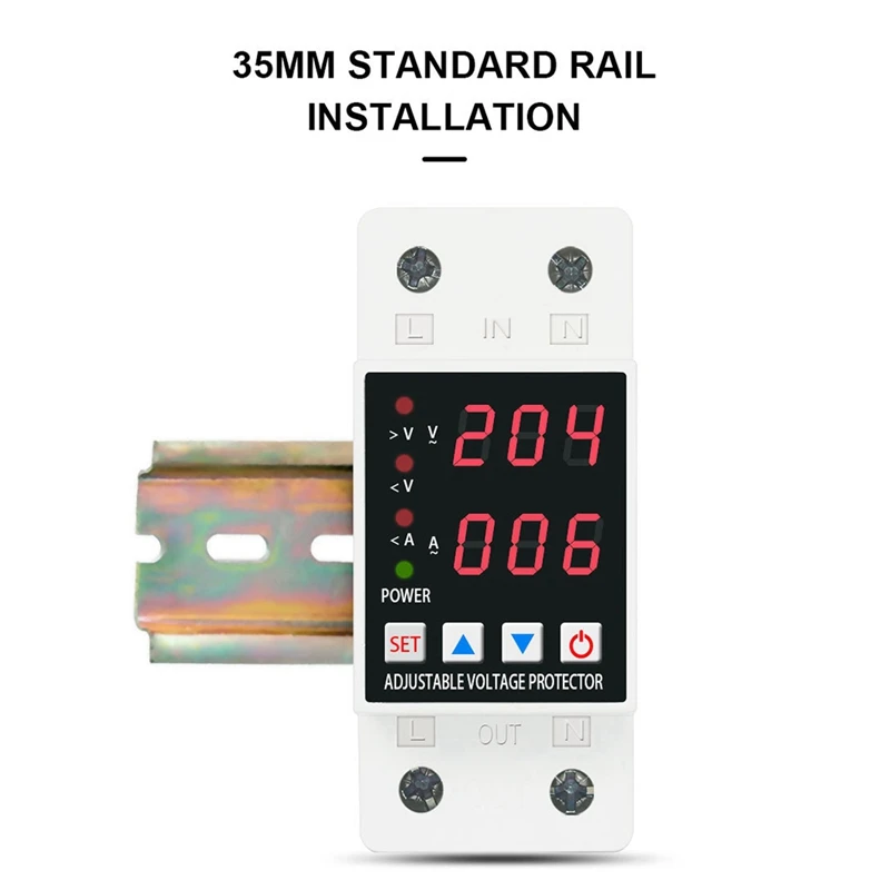 Din Rail Dual Display Relay And Under Voltage Protective Devices Protector Relay 40A