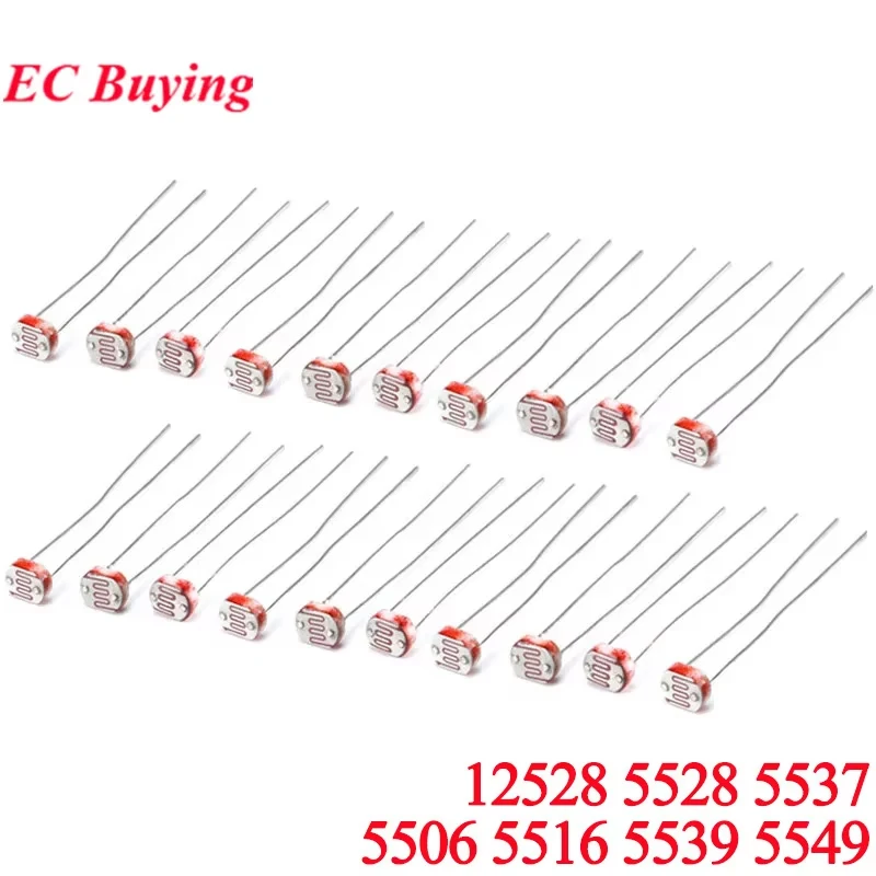 

50Pcs/10pcs LDR Photo Light Sensitive Resistor Photoelectric Photoresistor Resistance 5528 GL5528 5537 5506 5516 5539 5549