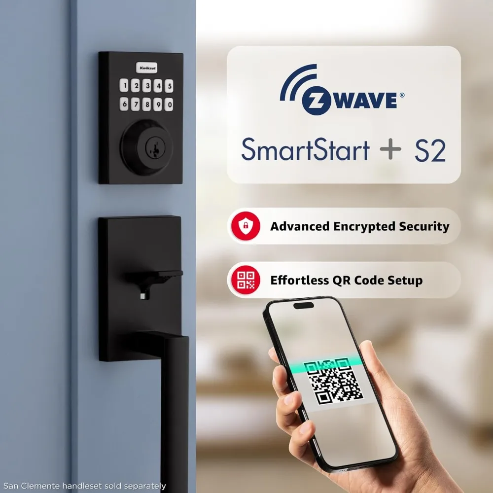 HomeConnect 620 Z-Wave Long Range Enabled Keypad Smart Lock Convenient Keyless Entry, Customizable User Codes, Ring Alarm Compa