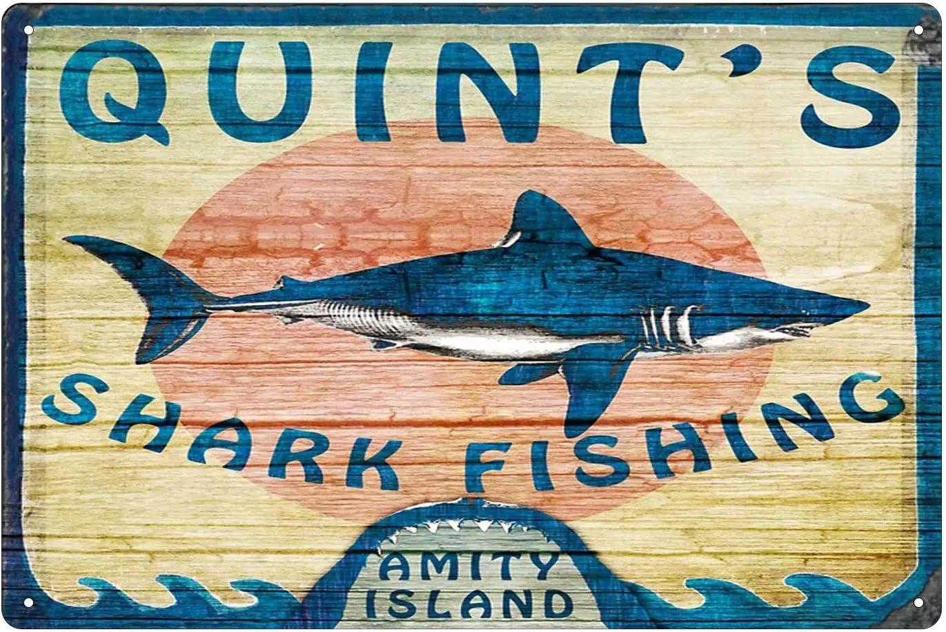 Quint Shaek Fishing Metal Retro Vintage Tin Sign Bar Wall Decor Poster 8x12 inch