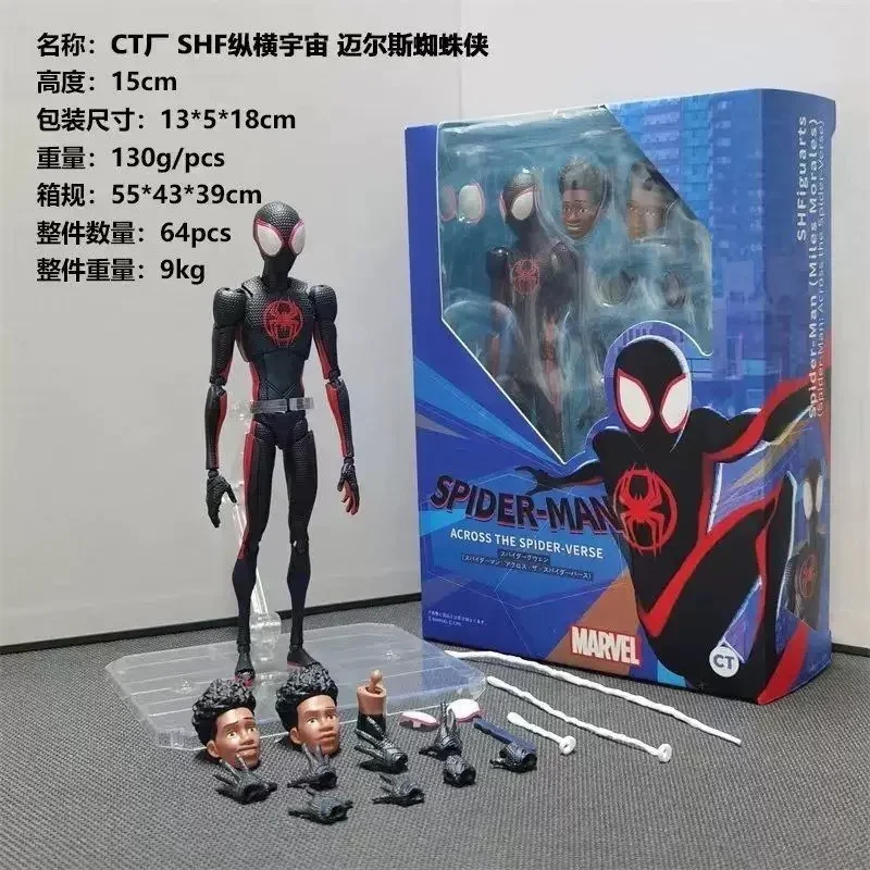 [Em estoque] novos brinquedos ct figura de ação do homem-aranha agente shf veneno figura milhas morales anime figuras decoração de mesa brinquedos presente crianças