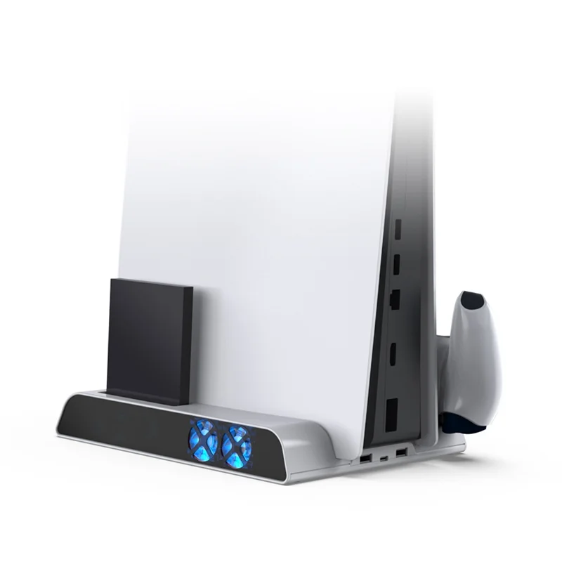 

【Купите сейчас】Для многофункциональной охлаждающей подставки для PS5/Slim/Pro — зарядное устройство с двумя беспроводными контроллерами и полка для хранения мобильных жестких дисков в комплекте