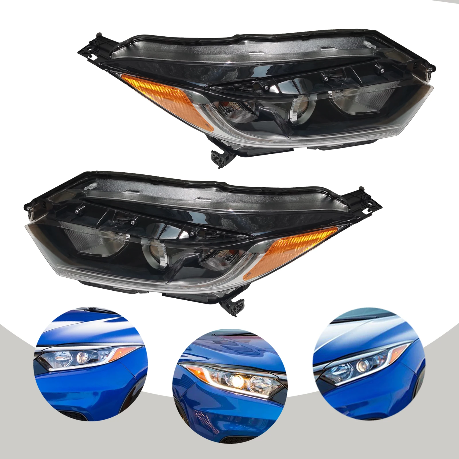 Lampu depan mobil LED Halogen, 1 pasang lampu depan kiri + kanan untuk Honda Hrv Hr-V 2019-2021