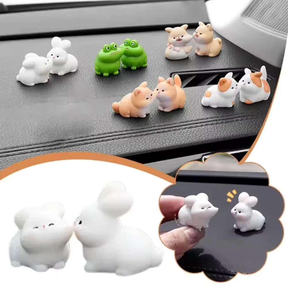 Car Ornament Cute Friendly Small Animal Ornament Car Center Console Screen Rearview Mirror Interior Decoration Ornament