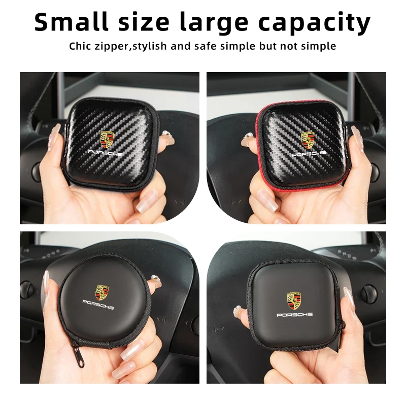 Portable EVA Storage Bag For Porsche Cayenne Macan Panamera 718 For Earphone Phone Charging Cable Storage Organizer Accessories