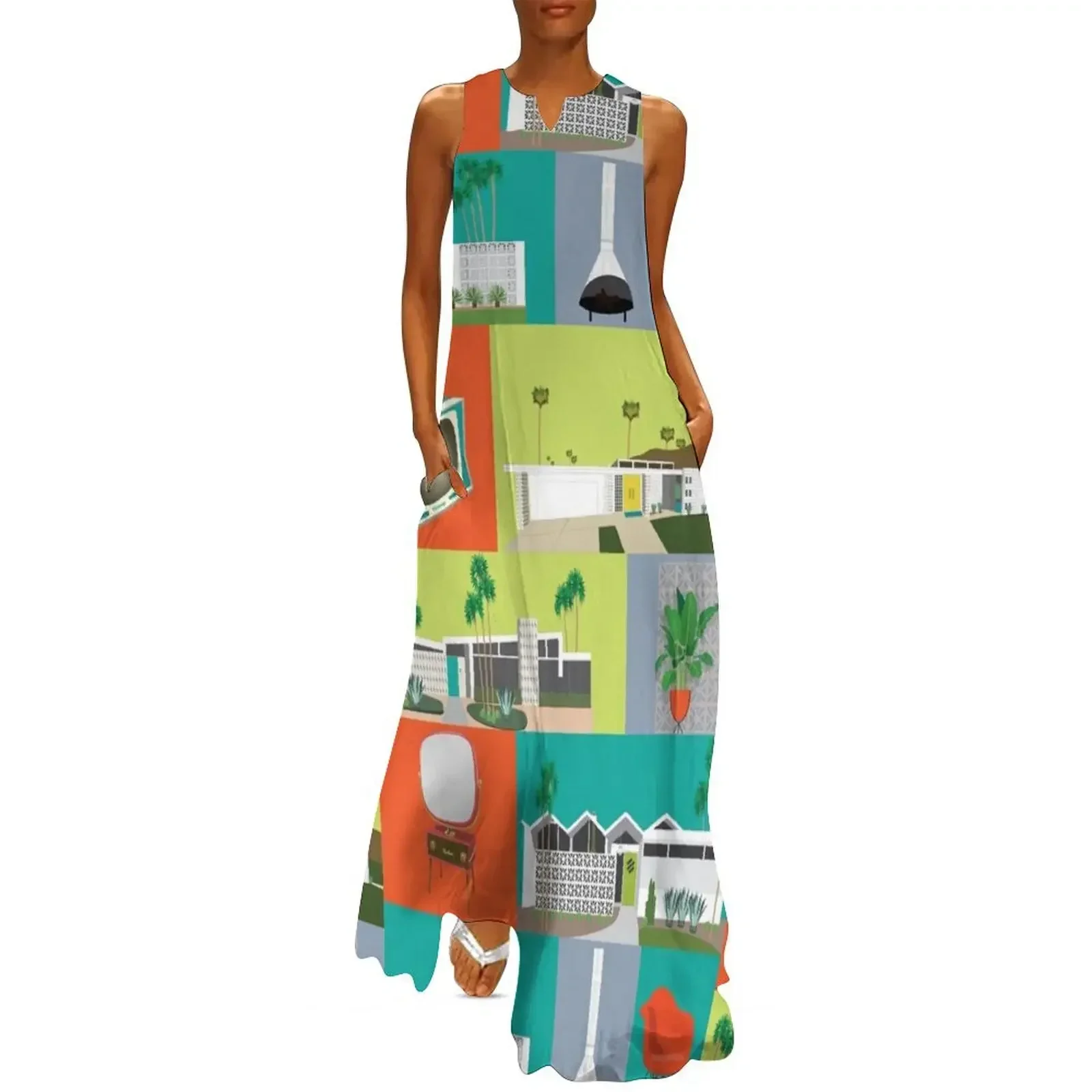 

Mid Century Retro Love Long Dress summer dress woman 2025 Women's summer dress birthday loose summer