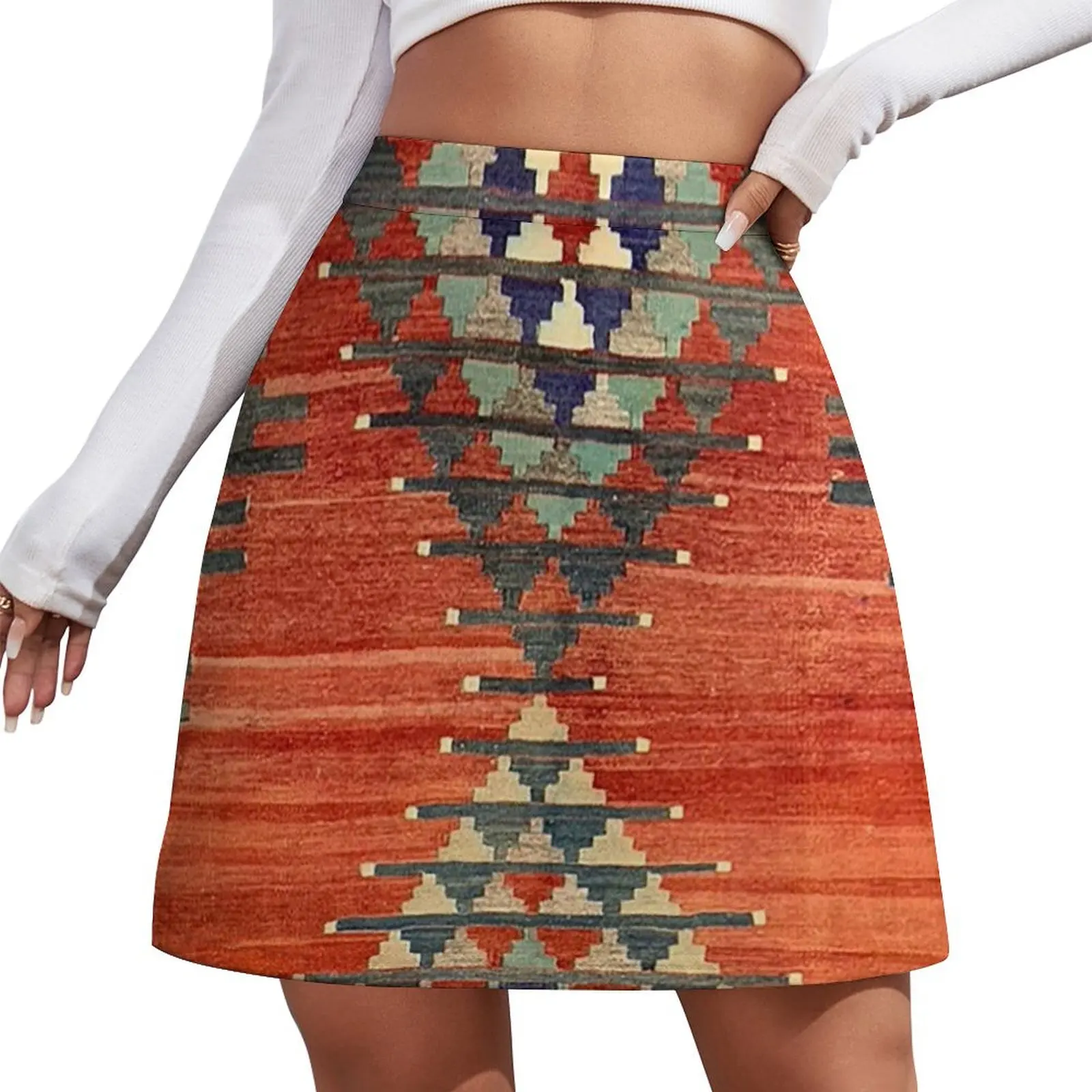 

Vintage Kars Decorative Whole Kilim, Navaho Weave, Woven Aztec Textile Mini Skirt skirt for woman fashion Female clothing