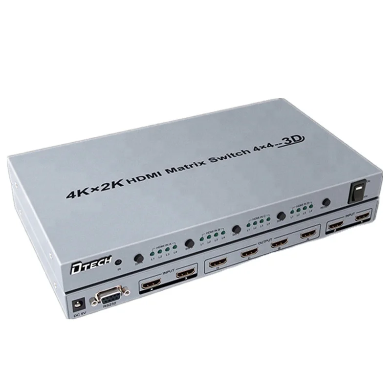 Dtech 고품질 3D 4Kx2K HDMI 매트릭스 스위처 4입력 4출력 HDMI 매트릭스 스위치 4x4